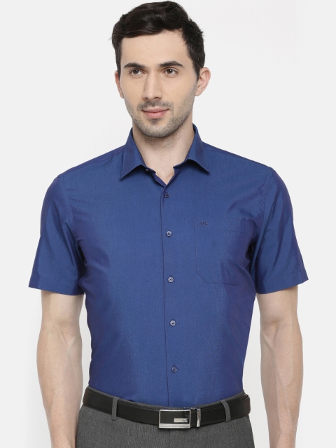 Chennis Men Navy Blue Slim Fit Solid Formal Shirt