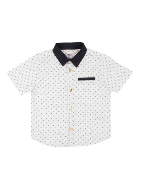 Donuts Boys White Regular Fit Printed Casual Shirt