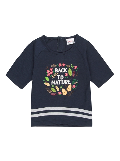 Donuts Girls Blue Printed Pure Cotton Top