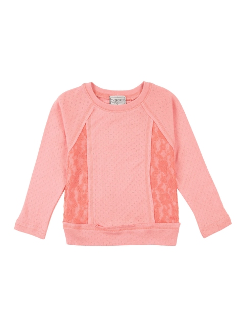 Cherokee Girls Peach-Coloured Self Design Top