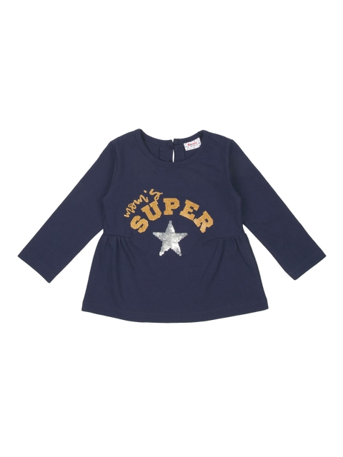 Donuts Girls Blue Printed A-Line Top