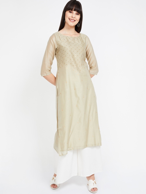 Melange by Lifestyle Women Beige Printed Straight Kurta