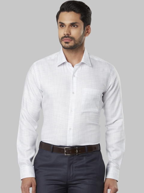 Raymond Men White Regular Fit Checked Formal Shirt