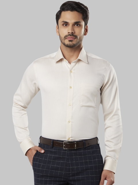 Raymond Men Beige Regular Fit Solid Formal Shirt
