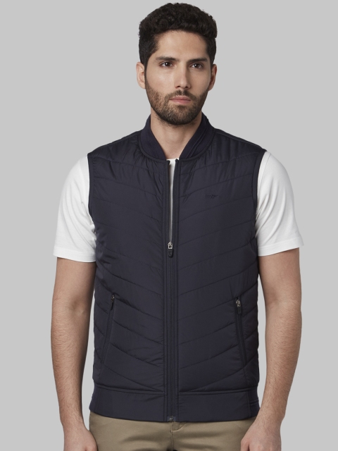 Park Avenue Men Navy Blue Solid Puffer Jacket