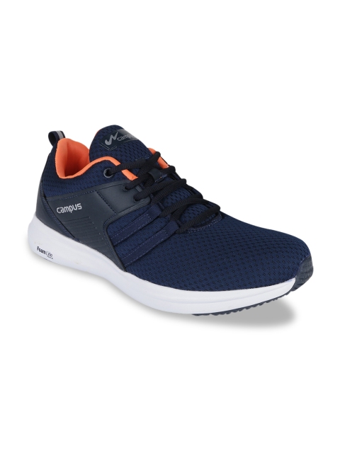 Campus Men Navy Blue & Silver-Toned Mesh Running Shoes