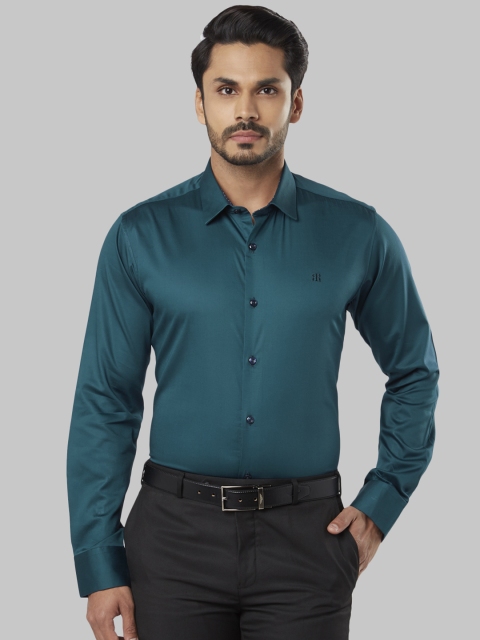 Raymond Men Green Slim Fit Solid Formal Shirt