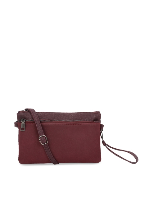 Satchel Bags Women Maroon Solid Sling Bag