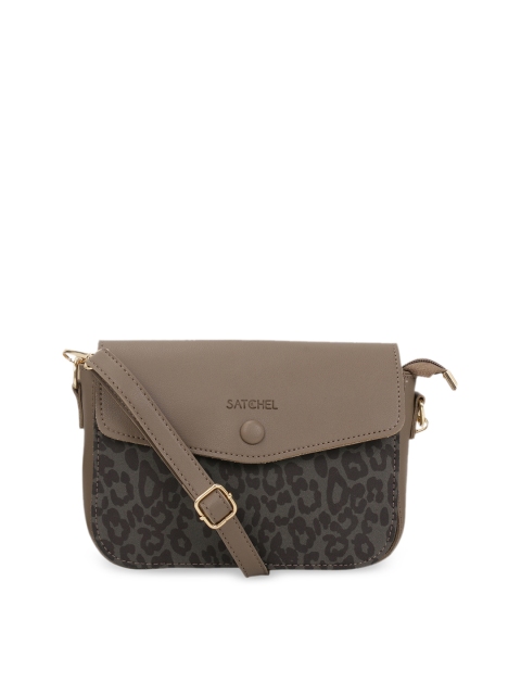 Satchel Bags Brown & Black Printed Sling Bag