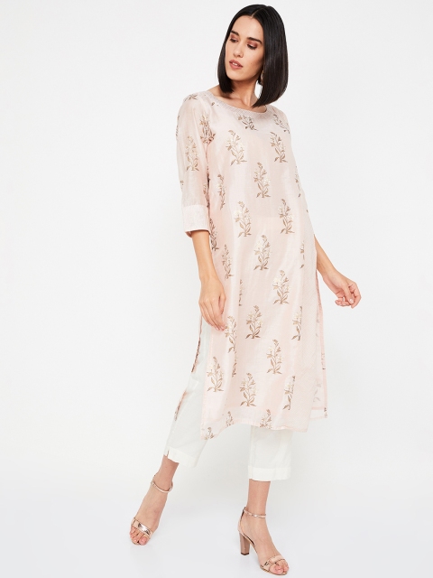 Melange by Lifestyle Women Pink Printed Straight Kurta