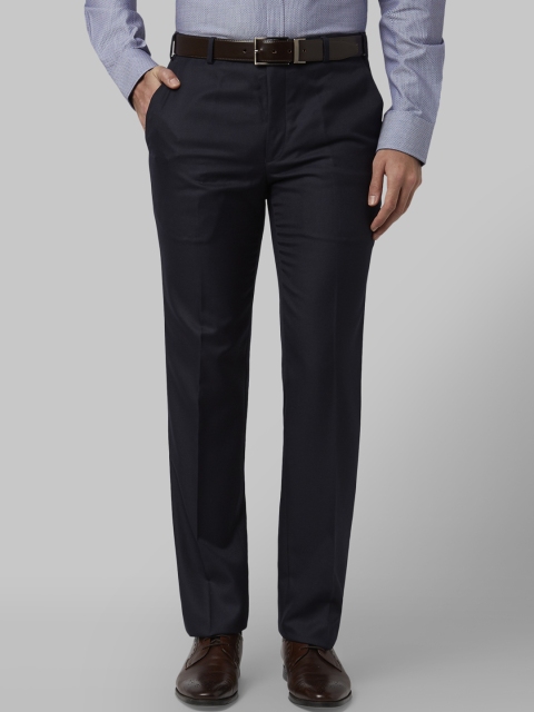 Park Avenue Men Blue Regular Fit Solid Formal Trousers
