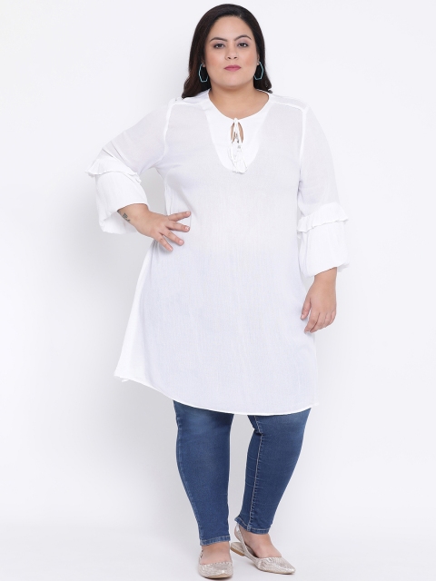 Oxolloxo Women White Solid Tunic