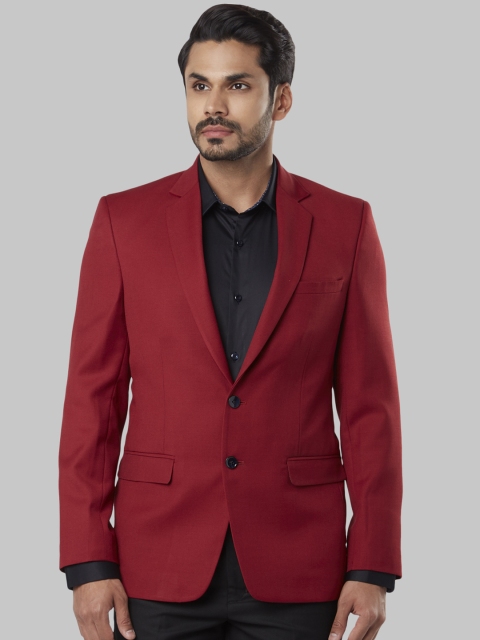 Raymond Men Red Solid Regular-Fit Single-Breasted Blazer