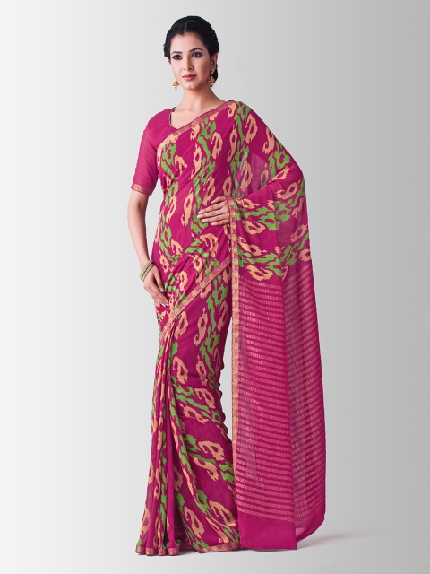 MIMOSA Pink Printed Banarasi Saree