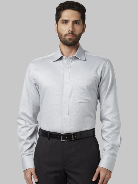Park Avenue Men Grey Regular Fit Self Design Formal Shirt