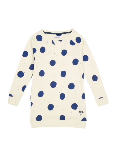 U.S. Polo Assn. Kids Girls Off-White Printed T-shirt Dress
