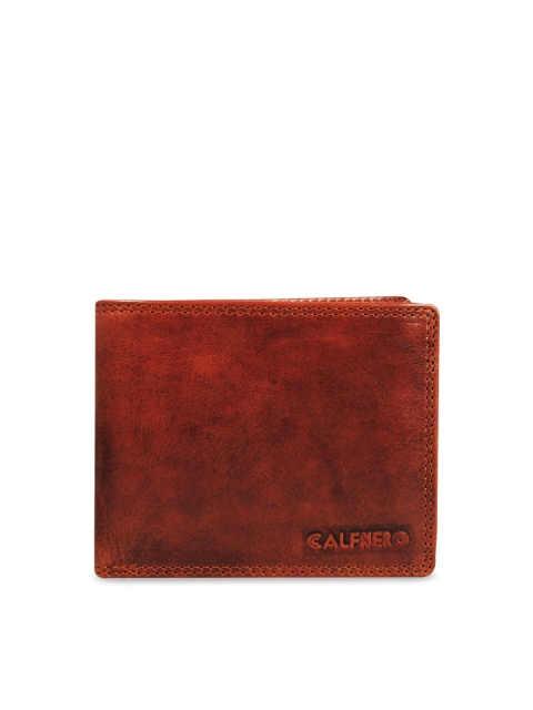 CALFNERO Men Brown Solid Genuine Leather Two Fold Wallet