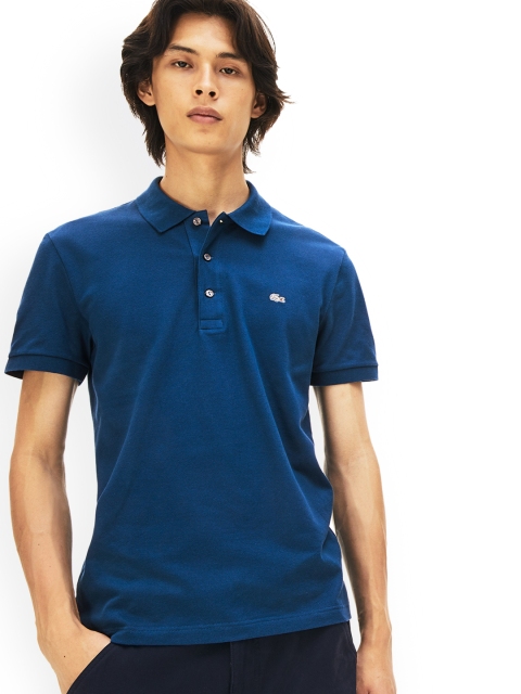 Lacoste Men Navy Blue Solid Polo Collar T-shirt