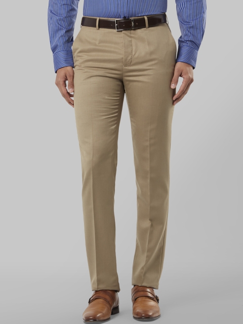 Raymond Men Beige Regular Fit Solid Formal Trousers