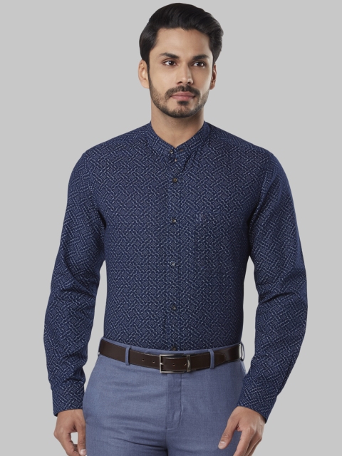 Raymond Men Blue Regular Fit Printed Formal Shirt
