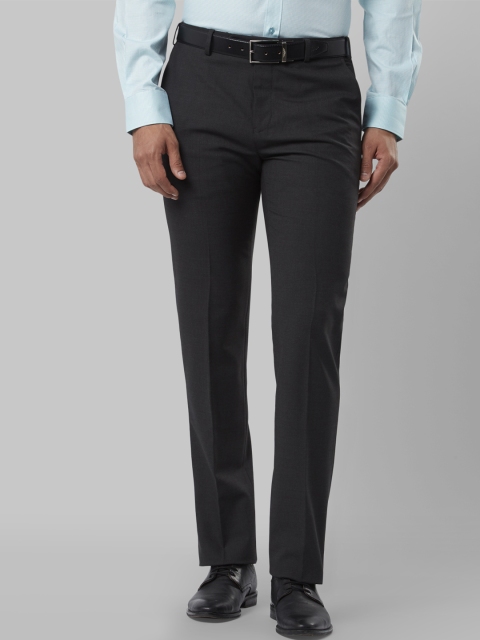 Raymond Men Grey Regular Fit Solid Formal Trousers