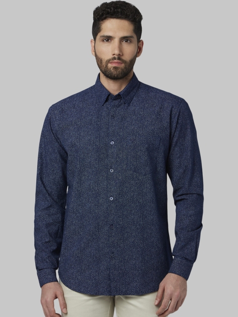 Park Avenue Men Blue Slim Fit Printed Casual Shirt
