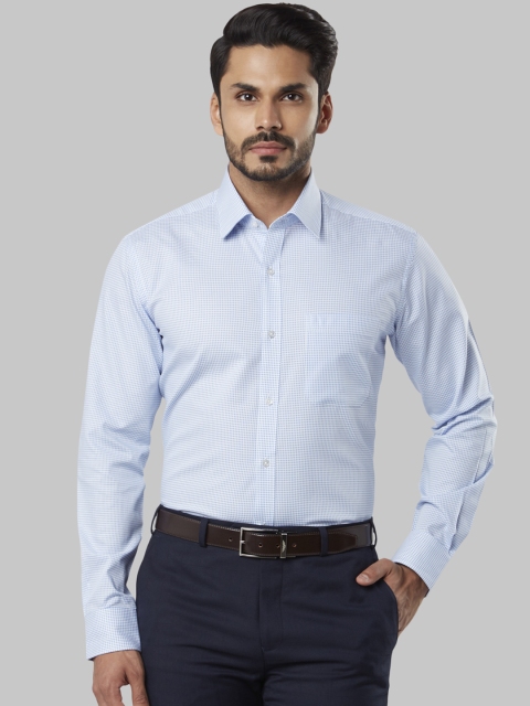 Raymond Men Blue Regular Fit Checked Formal Shirt