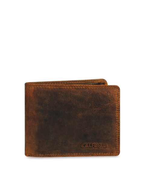 CALFNERO Men Brown Solid Genuine Leather Two Fold Wallet