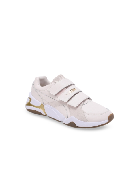 Puma Women Cream-Coloured Nova V Wn s Leather Sneakers