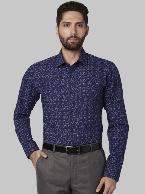 Park Avenue Men Blue Regular Fit Printed Formal Shirt