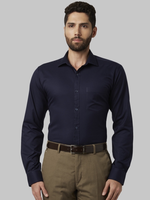 Park Avenue Men Blue Slim Fit Self Design Formal Shirt