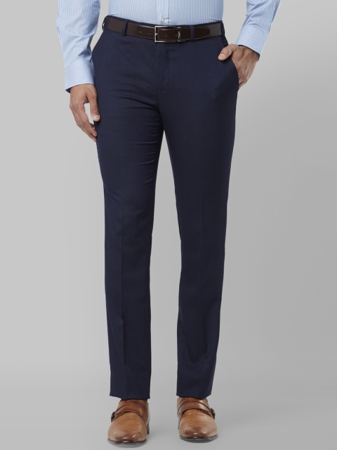 Raymond Men Blue Slim Fit Solid Formal Trousers