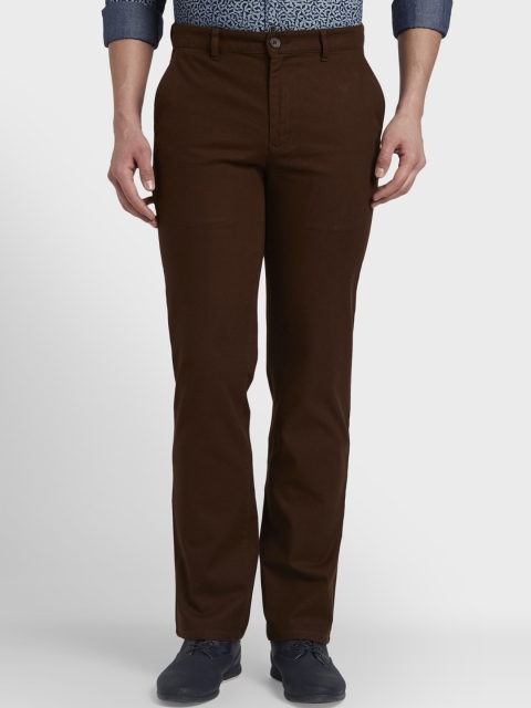 ColorPlus Men Brown Tapered Fit Solid Regular Trousers