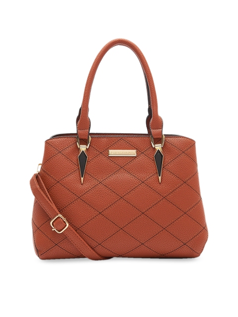 GIORDANO Brown & Black Checked Handheld Bag