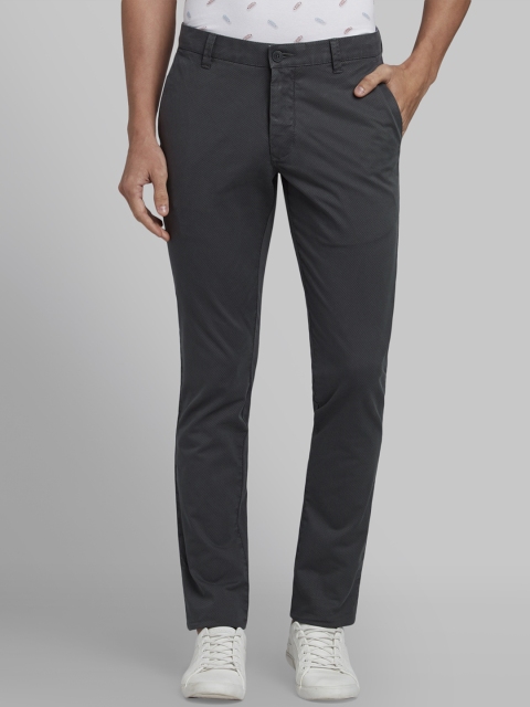 Parx Men Grey Regular Fit Printed Regular Trousers