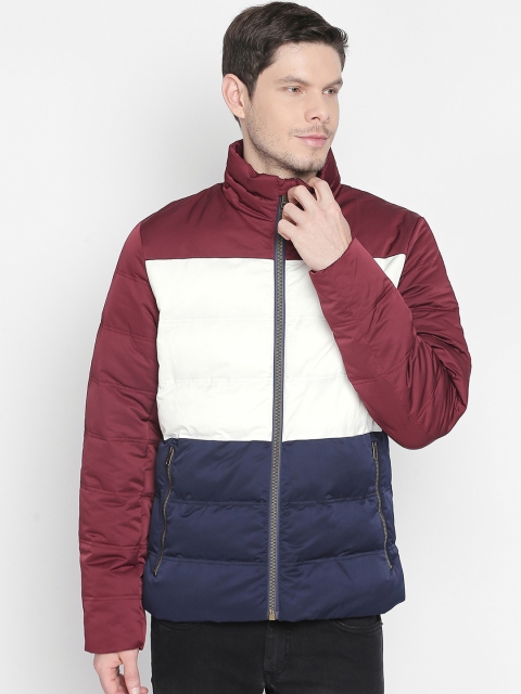 Basics Men Red & Blue Colourblocked Jacket
