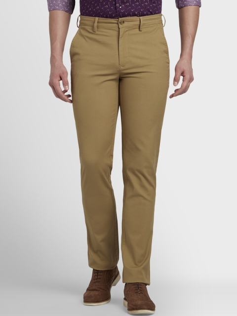 ColorPlus Men Khaki Tapered Fit Solid Regular Trousers
