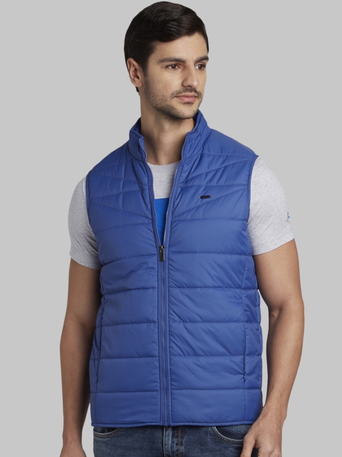 Parx Men Blue Solid Padded Jacket