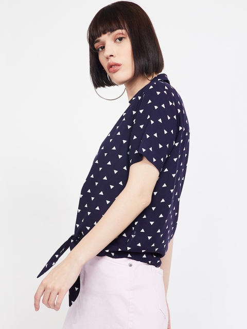 Bossini Women Navy Blue Printed Shirt Style Top