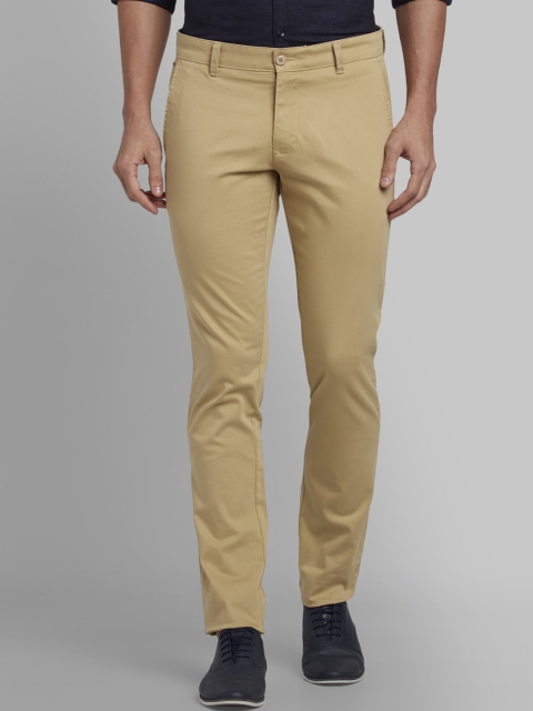 Parx Men Khaki Tapered Fit Solid Regular Trousers