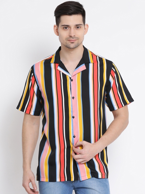 Oxolloxo Men Multicoloured Regular Fit Striped Casual Shirt, Multi