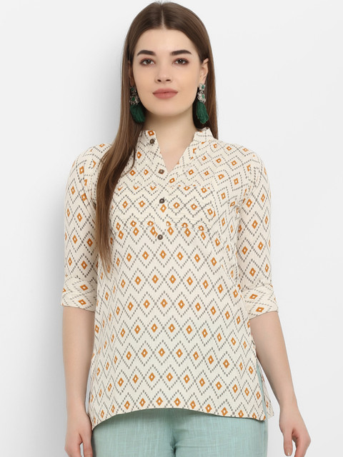 ETHNIC STREET Women Off-White & Mustard Yellow Printed Pure Cotton Shirt Style Pure Cotton Top
ETHNIC STREET Women Off-White & Mustard Yellow Printed Pure Cotton Shirt Style Pure Cotton Top