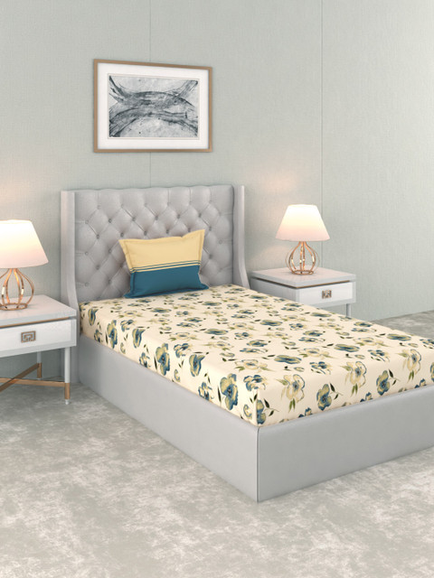 Trident Cream-Coloured & Blue Floral 120 TC Cotton 1 Queen Bedsheet with 1 Pillow Cover
Trident Cream-Coloured & Blue Floral 120 TC Cotton 1 Queen Bedsheet with 1 Pillow Cover