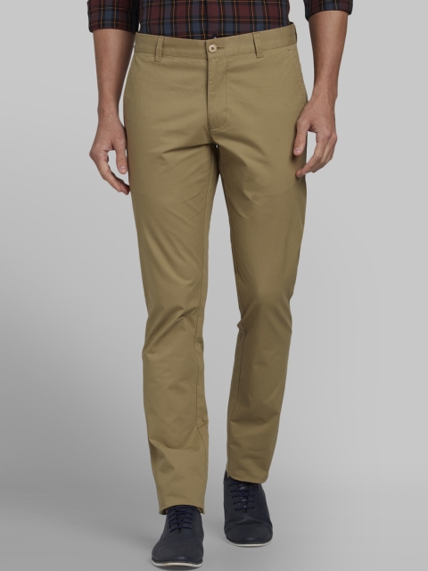 Parx Men Khaki Slim Fit Solid Regular Trousers