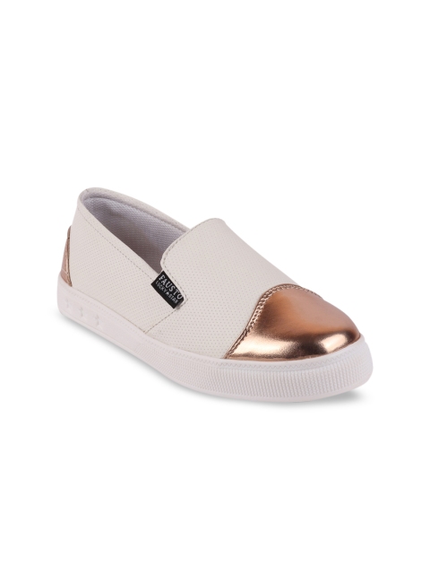 FAUSTO Women White Lightweight Slip-On Sneakers