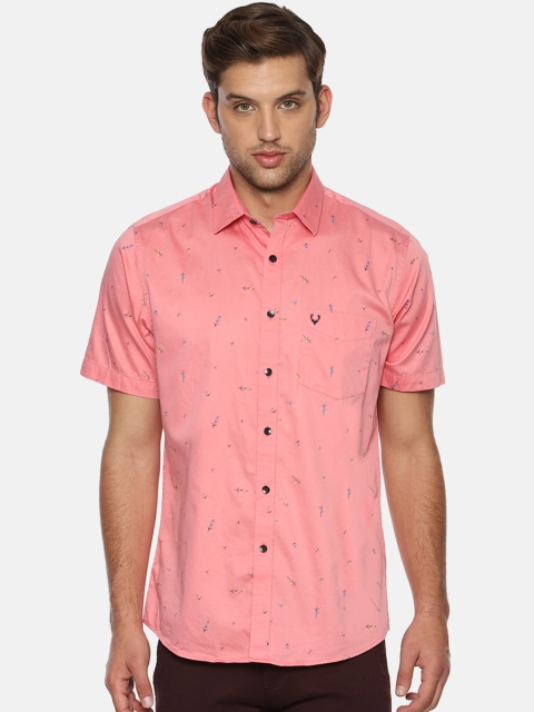 Allen Solly Men Coral Pink Slim Fit Printed Casual Shirt