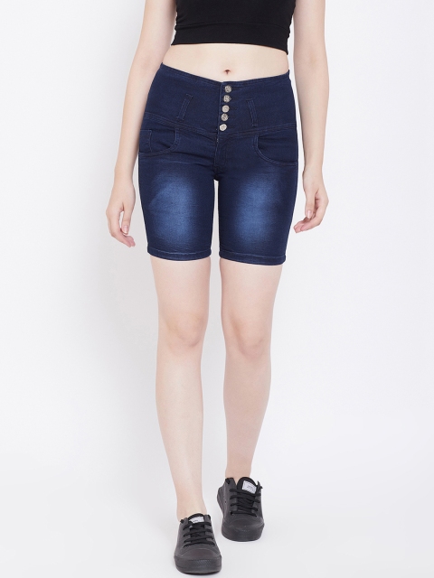 Nifty Women Blue Washed Slim Fit Denim Shorts