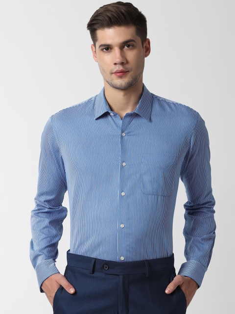 Peter England Men Blue Regular Fit Striped Formal Shirt