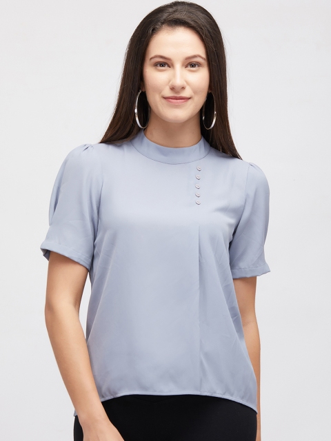 109F Women Grey Solid High-Low Top
