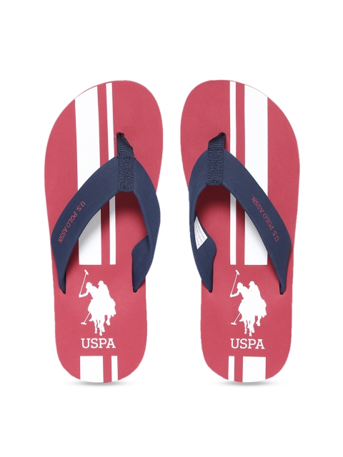 U.S. Polo Assn. Men Navy Blue & Red Printed Thong Flip-Flops